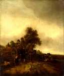 Isack van Ostade - A Landscape with Peasants and a Cart